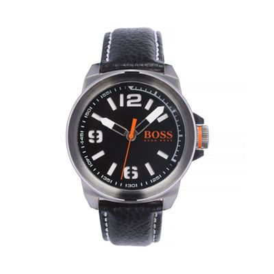 Men's black quartz strap watch 1513151